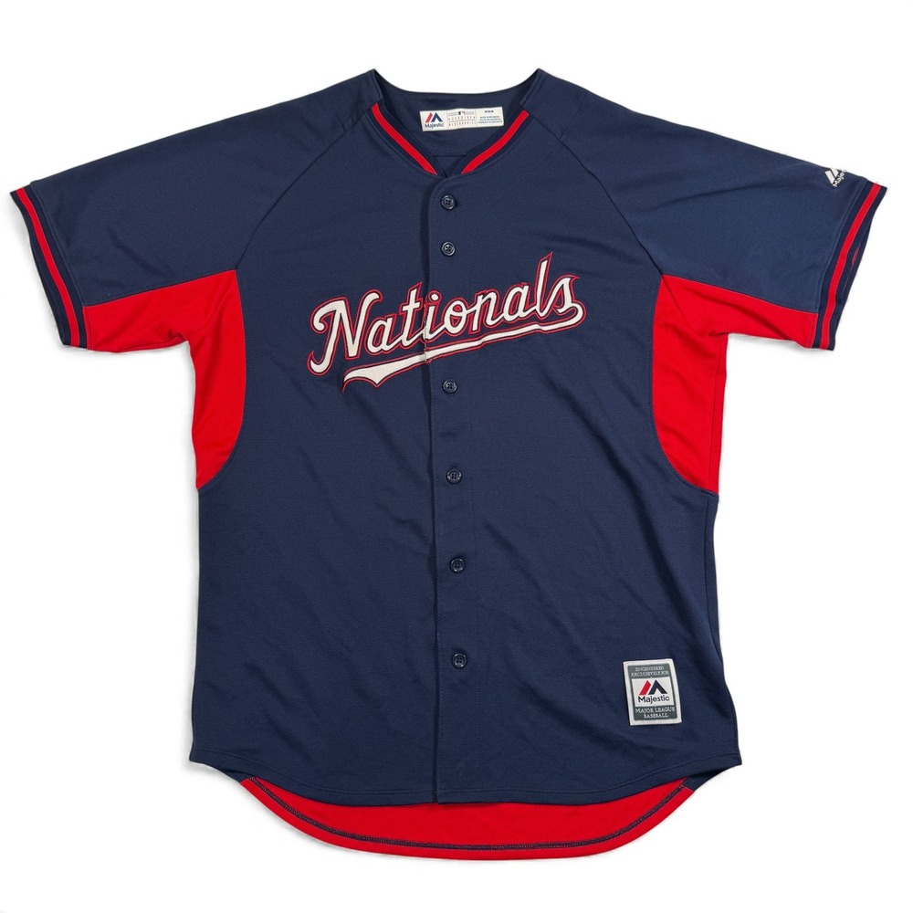 Majestic Washington‎ Nationals Baseball Jersey Mens Medium Navy Red Blank